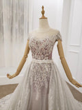 Princess Ball Gown Round Neck Beads Appliques Quinceanera Dress Formal Dress P1525
