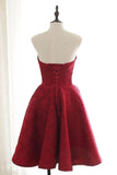 A Line Burgundy Sweetheart Lace Short Prom Dresses Homecoming Dresses SX66513