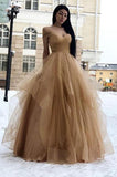 Simple Off the Shoulder V Neck Tulle Prom Gowns, Long Cheap Party Dress, Formal Dress P1059