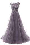 A Line Floor-length Gorgeous Beading Long Tulle Prom Dress PM93