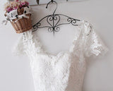 Vintage Ivory Short Lace Short Prom Homecoming Dress Scoop Appliques Bridesmaid Dress H1160