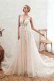Elegant A Line Sleeveless Appliques Organza Wedding Dress WH33349