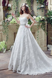 Chic Ball Gown Strapless Appliques Beading Tulle Court Train Wedding Dress WH35269