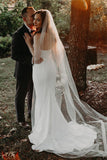 Sheath Sweetheart Sleeveless With Ruffles Satin Wedding Dress Beach Bridal Dress W1167