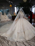 Princess Scoop Two Layers Ball Gown Wedding Dresses 3/4 Sleeves Wedding Gowns PW771