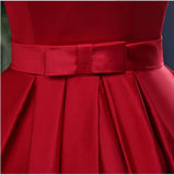 Chic A-Line Off-the-Shoulder Satin Simple Red Sleeveless Lace up Long Prom Dresses uk PH182