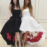 Strapless High Low Black Formal Evening Dress Prom Dress