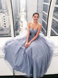 Sparkly Ball Gown Strapless Grey Sweetheart Long Prom Dress Evening Dress P1406