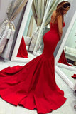 Sexy Red Sweetheart Mermaid Prom Dress Strapless Sweetheart Evening Dress P1314