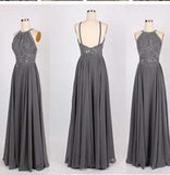 Sparkling Straps Formal Gowns Beading Evening Dresses Backless Prom Dresses PM770