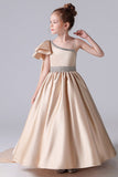 Simply Cute A Line One Shoulder Flower Girl Dress ddt684