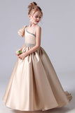 Simply Cute A Line One Shoulder Flower Girl Dress ddt684