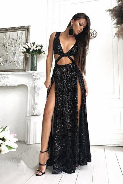 Gold sequin hot sale prom dresses 2018