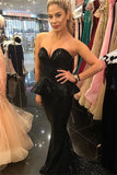 Sequin Court Train Black Sweetheart Strapless Sleeveless Mermaid Gorgeous Prom Dresses uk PM253