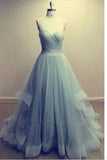 Charming A Line Tulle Strapless Floor Length Evening Dress