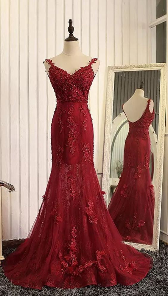 Stunning Mermaid Prom Dresses With Lace Appliques