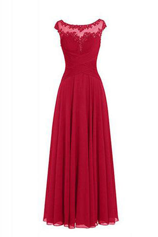 Elegant Applique Beading Long Chiffon Prom Dresses Evening Dresses PM502