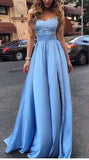 Sexy Appliques Long Blue Charming Sweetheart A-Line Floor-Length Prom Dresses uk PM225