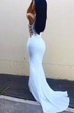 Mermaid High Neck Sleeveless Long Spandex Prom Dresses