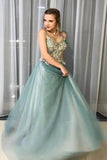 A-Line Spagahetti Straps Sweetheart Beades Long Prom Dresses, Evening Dresses P1463