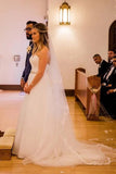 Sweetheart White Wedding Dress with Rhinestone Sash Strapless Tulle Bridal Dress W1158