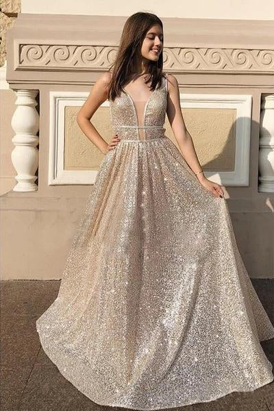 Champagne color long deals formal dresses