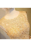 Light Beads Satins Lace Round Neck Homecoming Dresses PW384