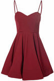 Simple A-Line Spaghetti Straps Satin Burgundy Short Homecoming Dress With Pleats PM13