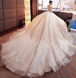 2018 Gorgeous Scoop Lace Appliques Flowers White Organza Long Sleeve Wedding Dresses uk PH177