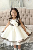 A line Round Neck Bowknot Tulle Ivory Flower Girl Dresses,Baby Dresses PW186