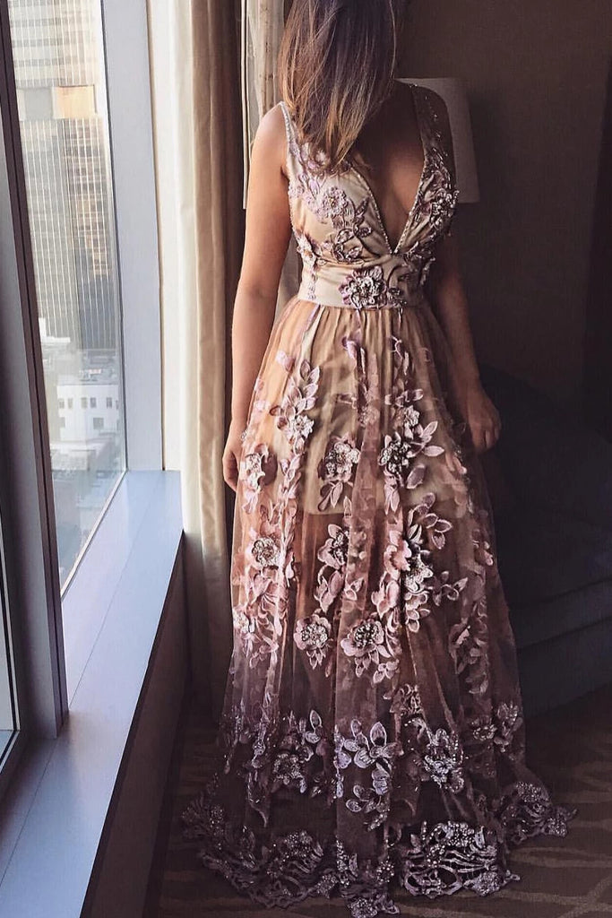 Lace Appliqué A-Line Prom Dress