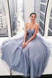 Sparkly Ball Gown Strapless Grey Sweetheart Long Prom Dresses, Evening Dresses P1406