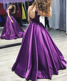Charming Purple Backless Cap Sleeve Ball Gown Scoop Long Lace up Formal Dresses uk PM880
