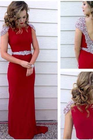 Long Prom Dresses Red Prom Dresses Party Chiffon Prom Dresses Sheath Evening Dresses Gown