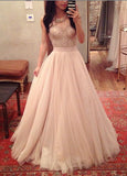 A Line Lace Sweetheart Tulle Floor Length Prom Dress PM727