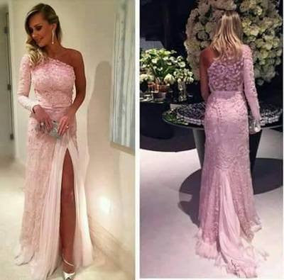 New Prom Dress Lace One Shoulder Long Evening Dress