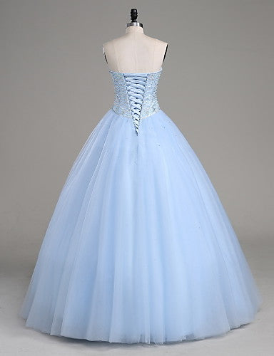 Sweetheart Ball Gown Light Blue Beading Quinceanera Prom Dress
