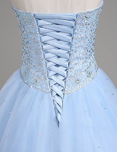 Sweetheart Ball Gown Light Blue Beading Quinceanera Prom Dress