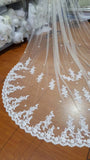 Ivory Lace Tulle Appliques 3D Flowers Wedding Veils PW78