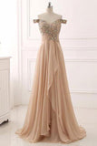 A Line Chiffon Sweetheart Off the Shoulder Beads Open Back Cheap Prom Dresses uk PW148