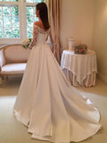 Princess Off the Shoulder Modest Wedding Dress with Lace Long Sleeves W1147