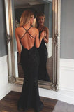 Black Prom Dresses,Mermaid Prom Dress,Lace Prom Dress,Backless Evening Gowns PM967