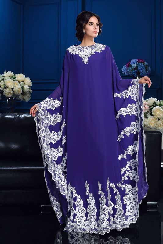 A-Line Princess Scoop Appliques Long Sleeves Floor-Length Chiffon Mother of the Bride Dresses PM887