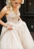 Blush Pink Princess Sweetheart Wedding Dress with Lace Tulle Brides Dress PM100