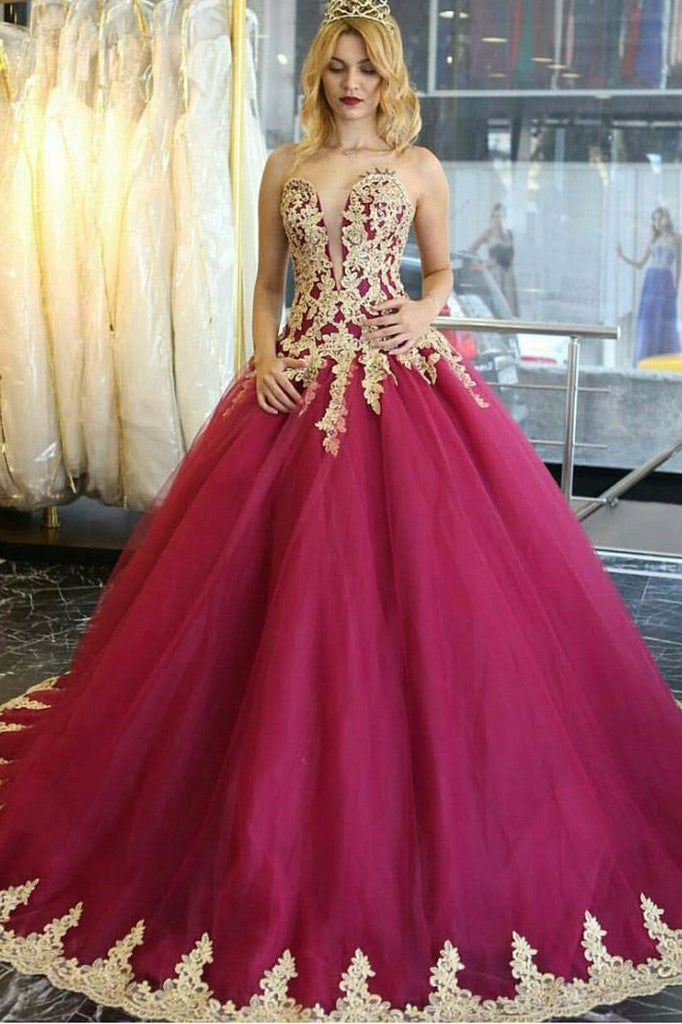 Long Quinceanera Dresses,Wedding Dresses,Tulle Prom Dresses with Appliques PM18