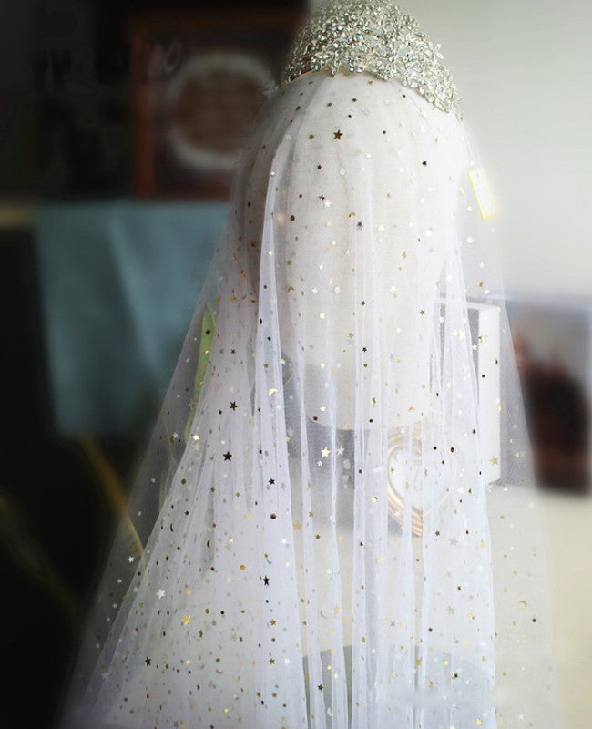 Elegant Sequins Tulle Wedding Veils with Stars W1240