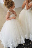 Princess Ivory Flower Girl Dresses with Lace Appliques, Cute Little Girl Dress FG1027