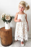 Cute Spaghetti Straps Lace Appliques Flower Girl Dress Child Dress FG1019