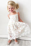 Cute Spaghetti Straps Lace Appliques Flower Girl Dresses, Child Dresses FG1019