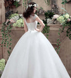 Ball Gown Tulle Sweetheart Open Back Lace up Lace Appliques Sequins Ivory Wedding Dress PW199